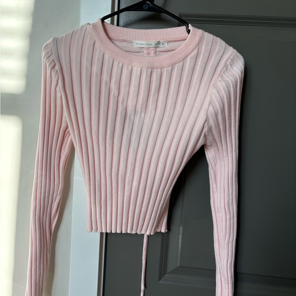 Altar'd State Pink Ribbed Sweater - Picture 2 of 3
